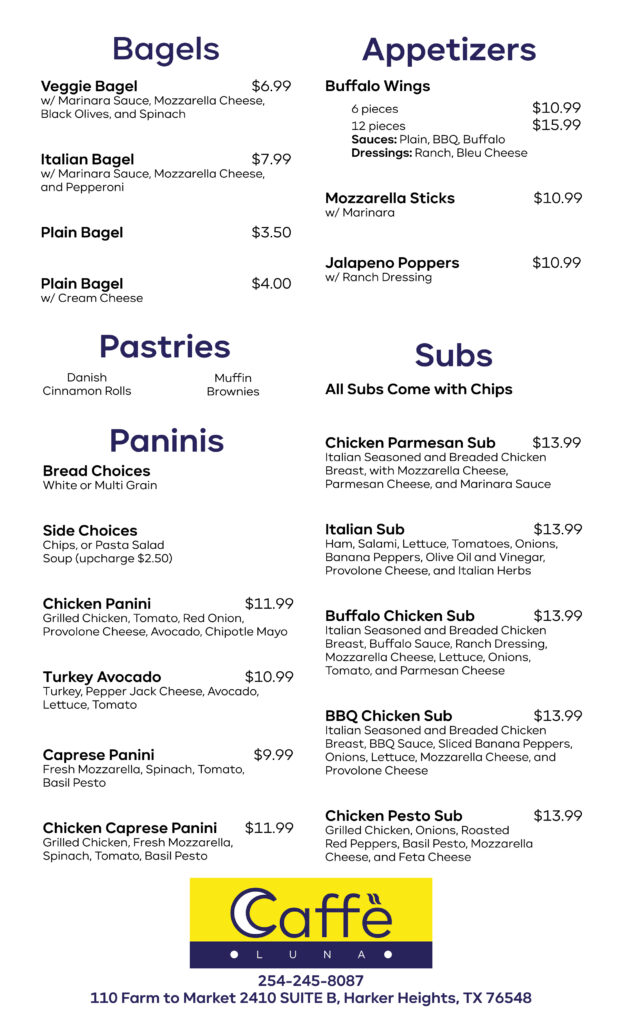 Caffe Luna Menu